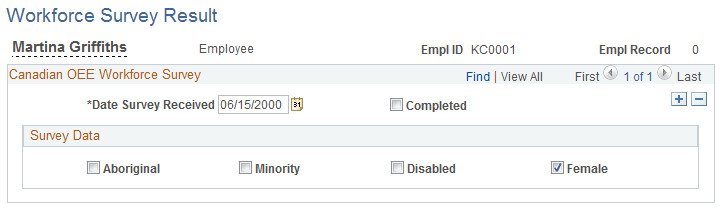 Workforce Survey Result page