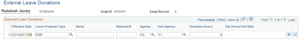 External Leave Donations page