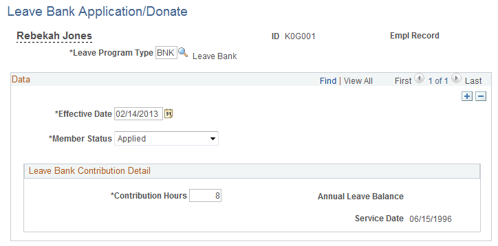 Leave Bank Application/Donate page