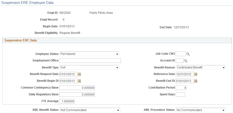 Suspension ERE Employee Data page