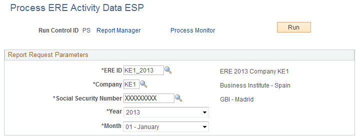 Process ERE Activity Data ESP page