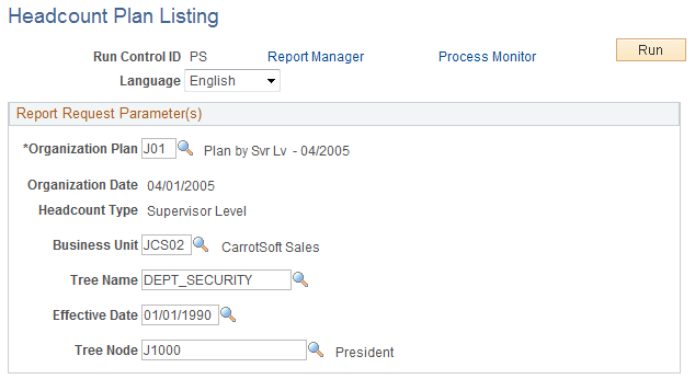 Headcount Plan Listing page