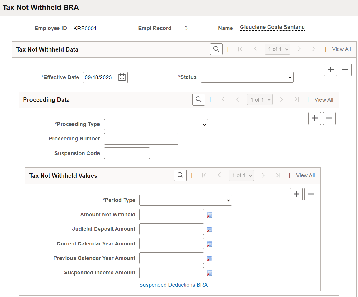Tax Not Withheld BRA Page