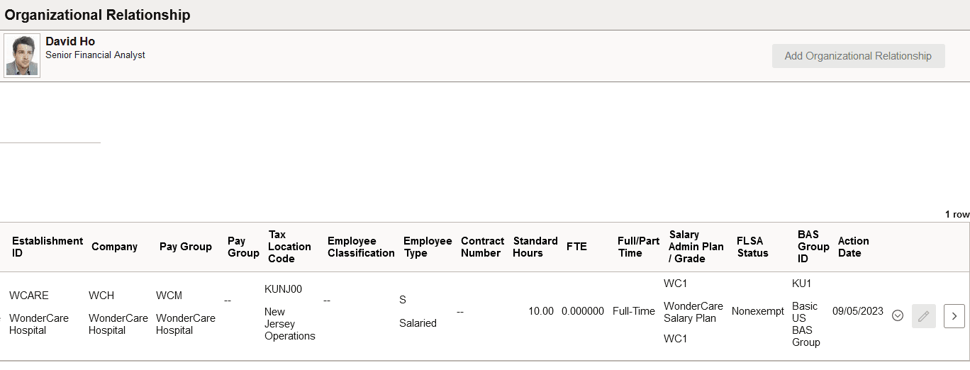 Organizational Relationship page: Pending Request tab (2 of 2)