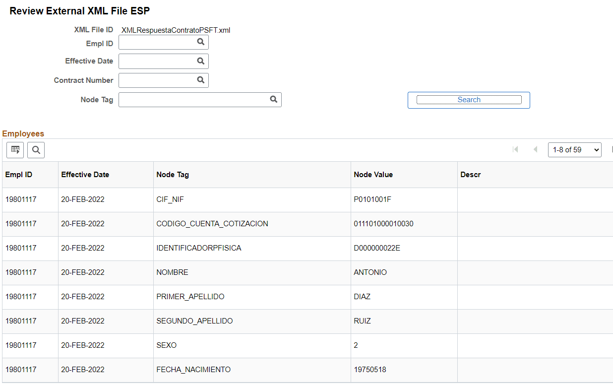 Review External XML File ESP page