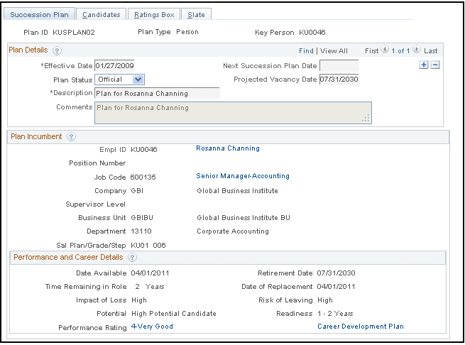 Succession Plan - Succession Plan page