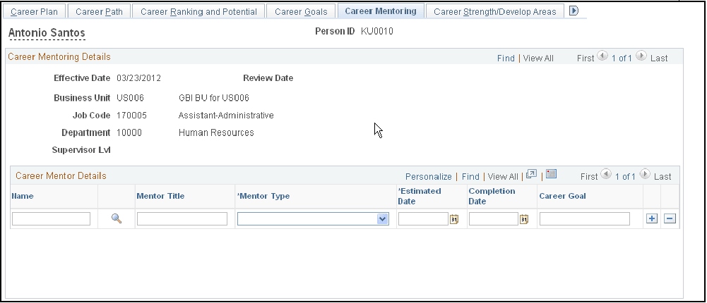 Career Mentoring page