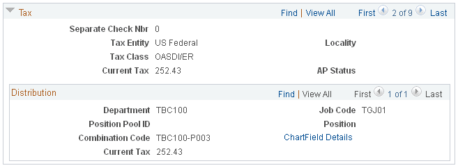 Actuals Distribution Summary page (2 of 2)