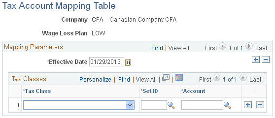 Tax Accounting Mapping Table (CAN) page