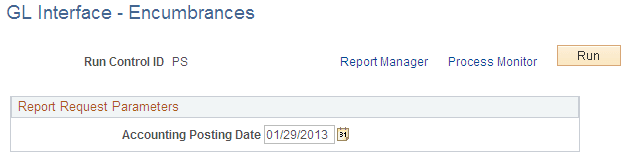 GL Interface - Encumbrances page