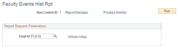 Faculty Events Hist Rpt page