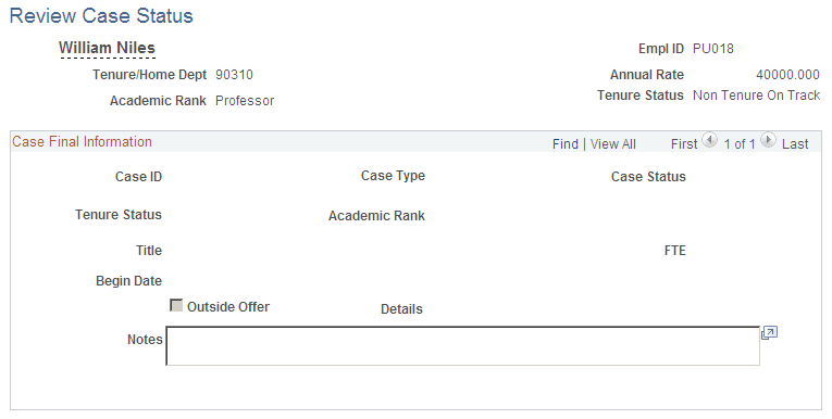 Review Case Status page