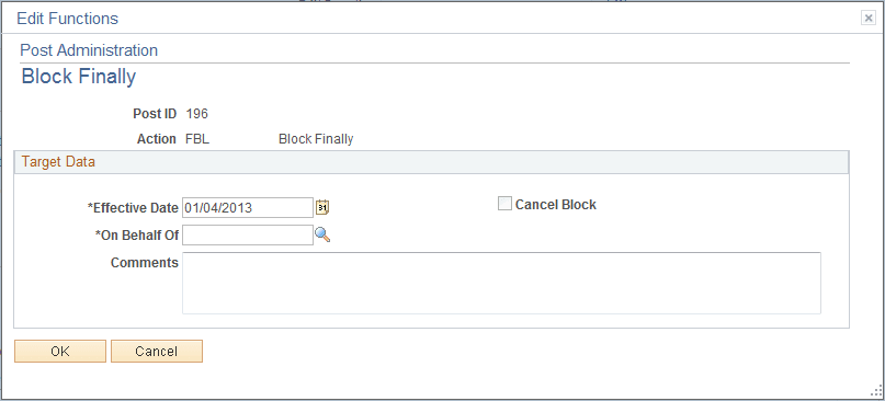 Post Administration - Block Finally page