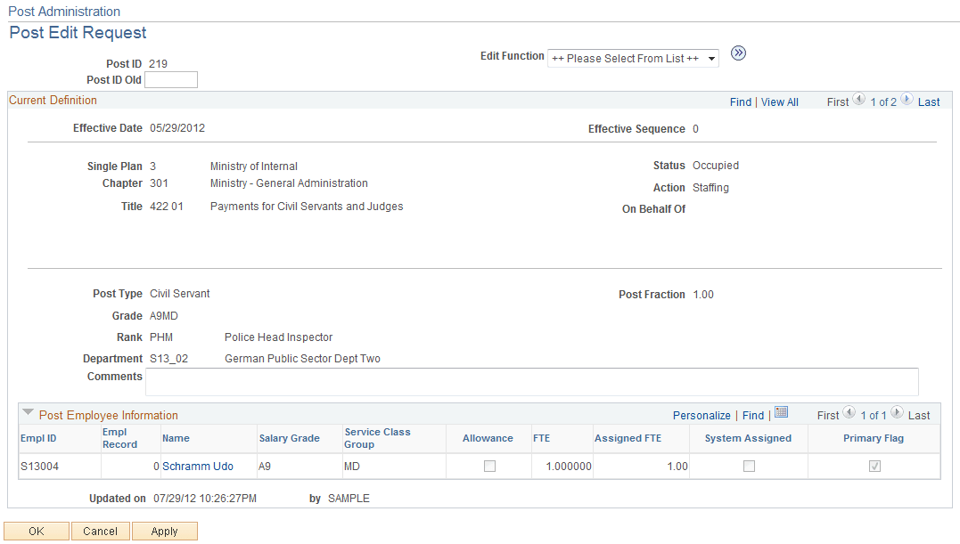 Post Administration - Post Edit Request page