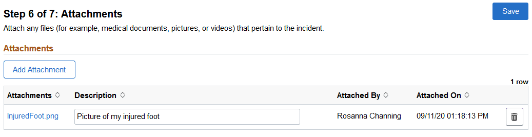 Report Incident - Attachments Page