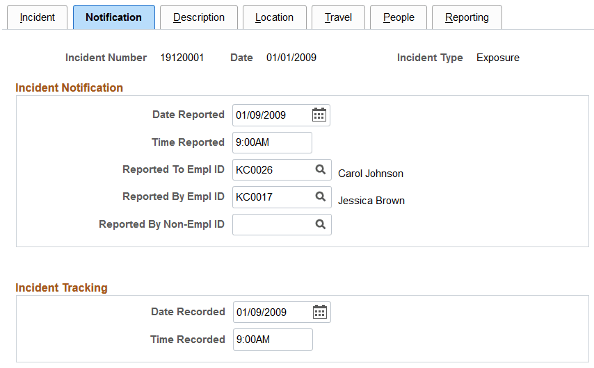 Incident Details - Notification page