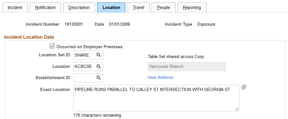 Incident Details - Location page (1 of 3)