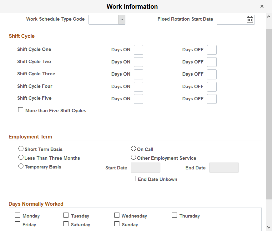 Injury Details - Work Information page