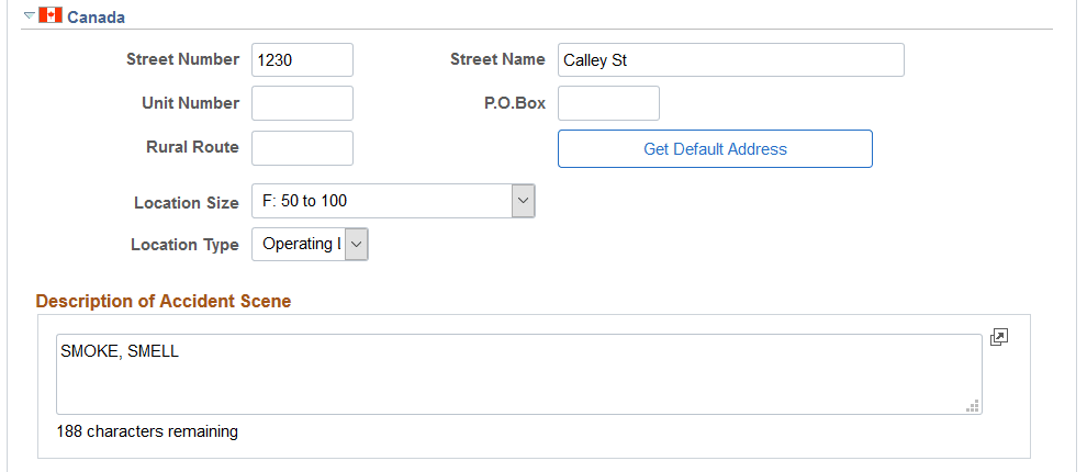 Incident Details - Location page (2 of 3)