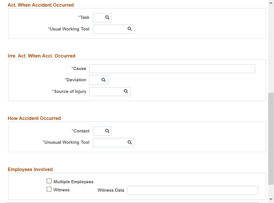 Detailed PAT Data page (HS_PAT2_ESP_SEC) accessed from the Injury Details - Details page (2 of 2)