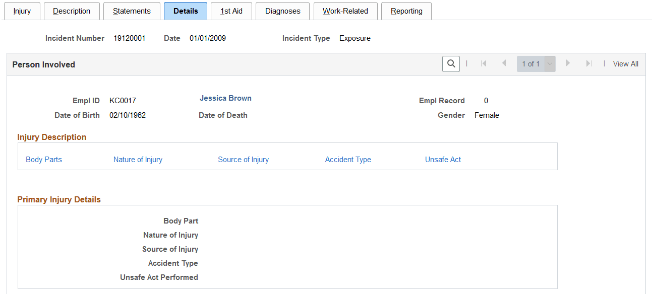 Injury Details - Details page (1 of 2)