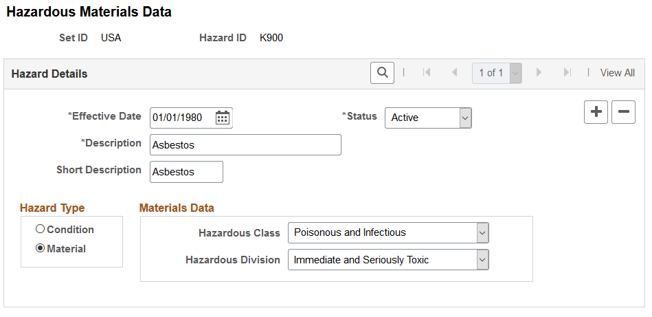 Hazardous Materials Data page