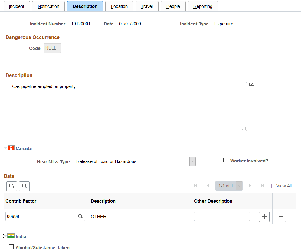 Incident Details - Description page