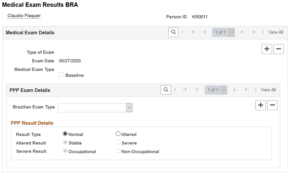 Medical Exam Results BRA page