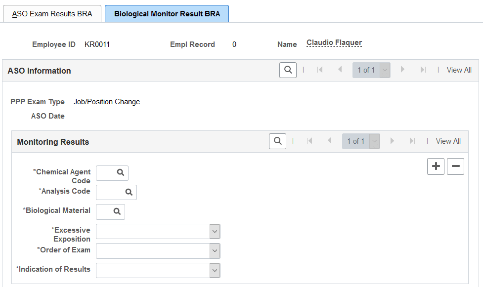 Biological Monitor Result BRA page (1 of 2)
