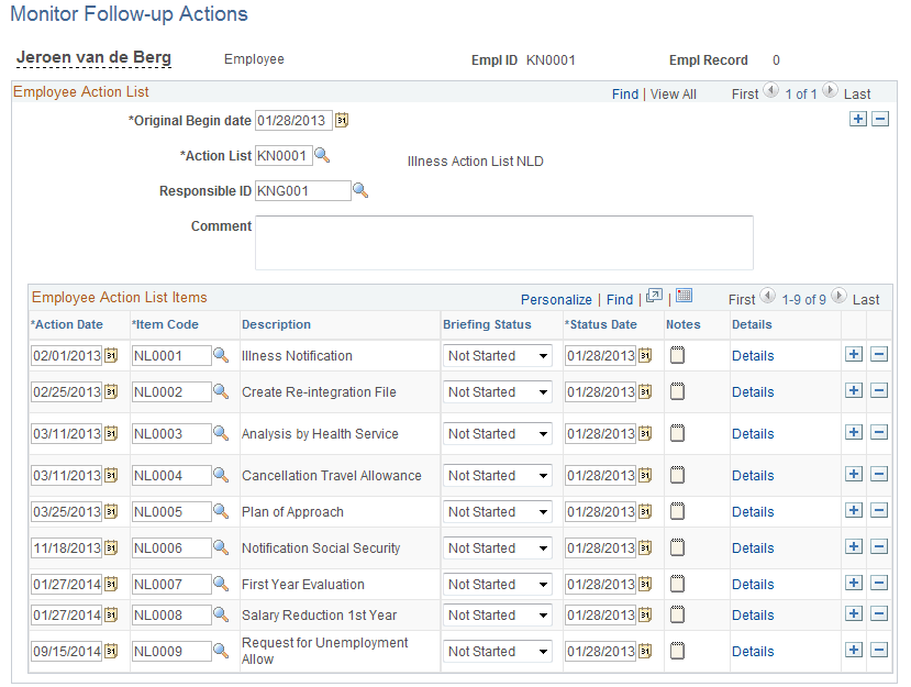 Monitor Follow-up Actions page