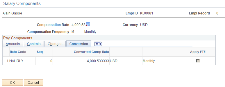 Salary Components page: Conversion tab