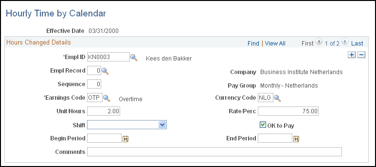 Hourly Time by Calendar