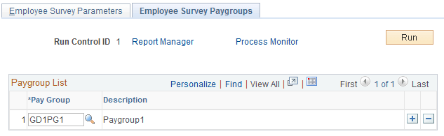 Employee Survey Paygroups page