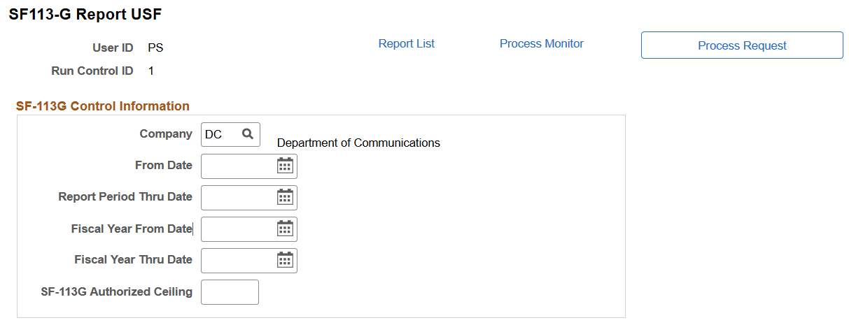 SF113-G Report USF page