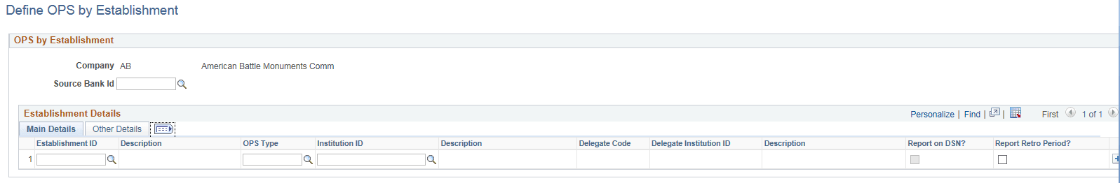 Define OPS by Establishment Page