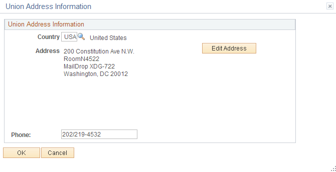 Union Address Information page