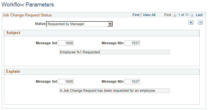 Workflow Parameters page