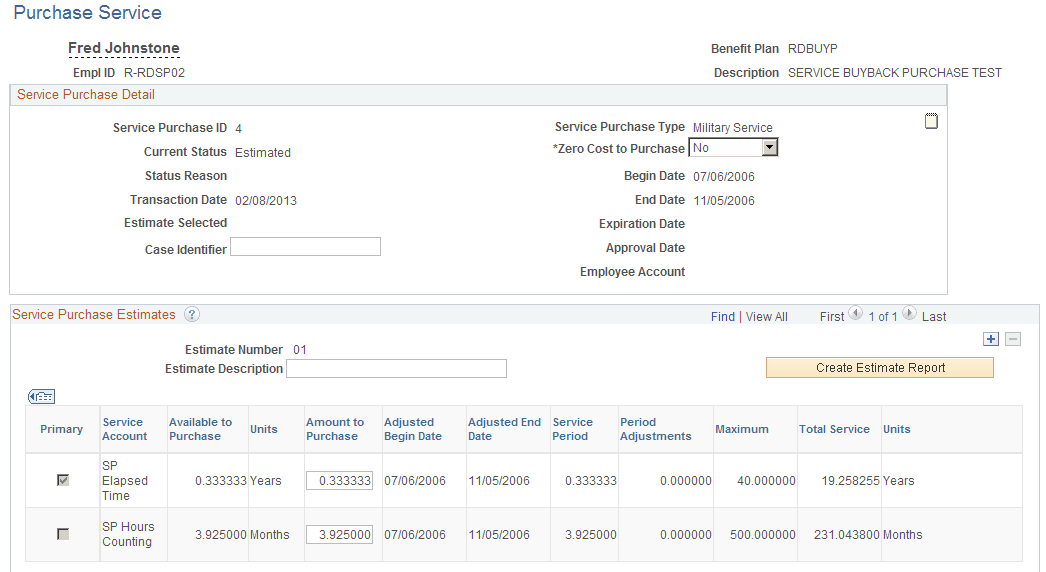 Purchase Service page (1 of 2)