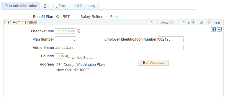 Plan Administration page