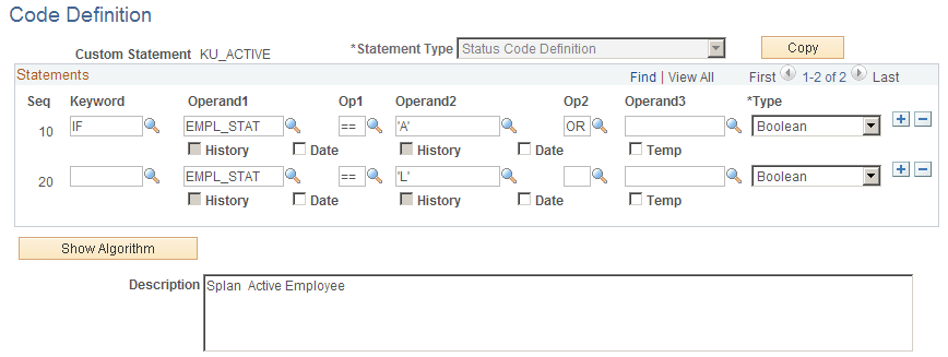Code Definition page