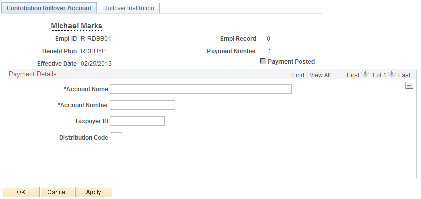 Contribution Rollover Account page