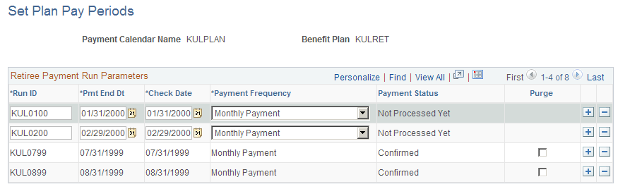 Set Plan Pay Periods page