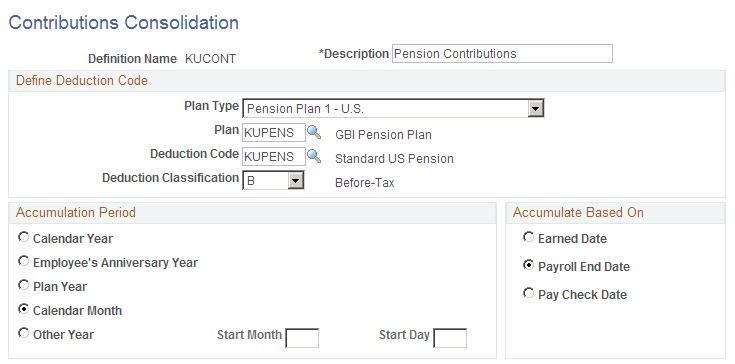 Contributions Consolidation page
