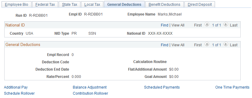 General Deductions page