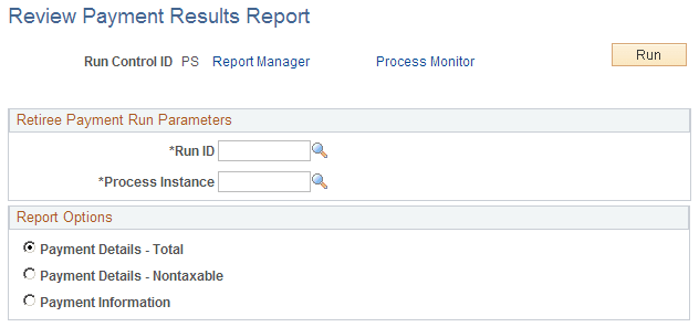 Review Payment Results Report page