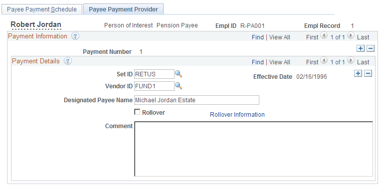 Payee Payment Provider page