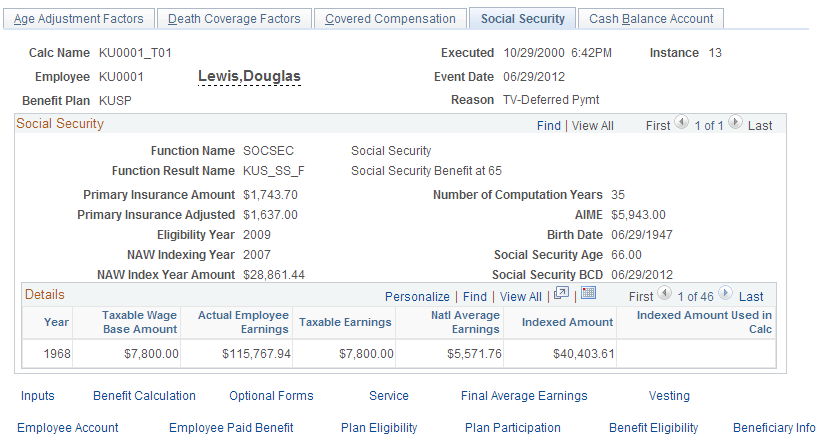 Social Security page