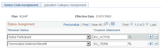 Status Code Assignment page