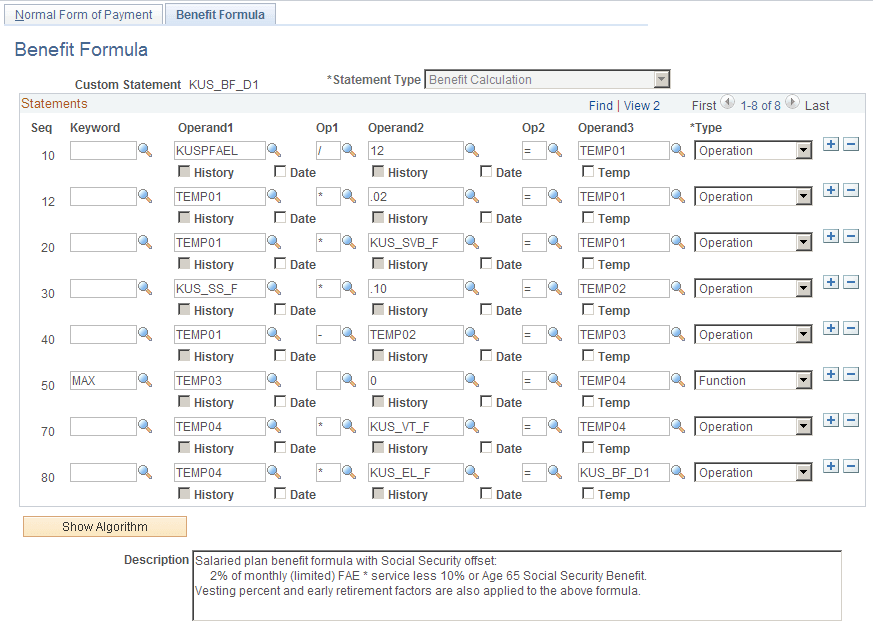 Benefit Formula - Benefit Formula page