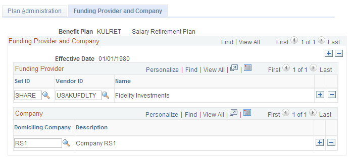 Funding Provider and Company page